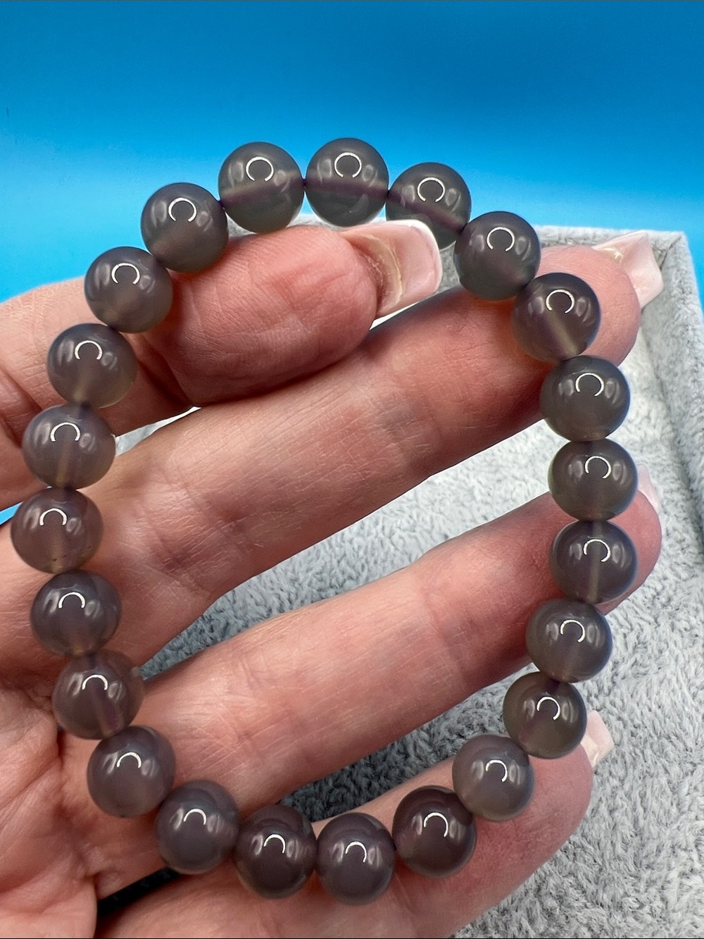 Gray Agate Bead Stretch Bracelet